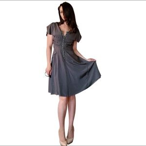 Byron Lars Anthropologie Gray Flutter Dress 4 6 S